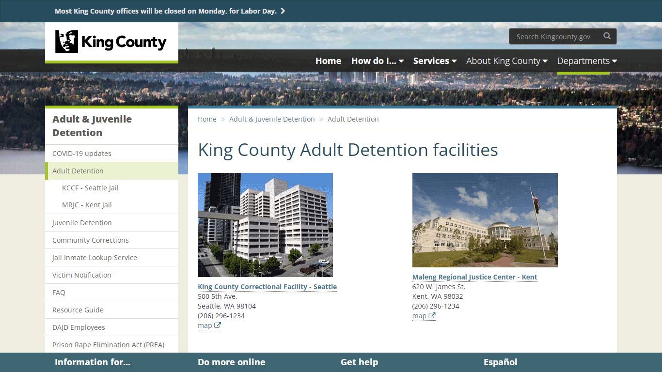 King County Adult Detention facilities - King County